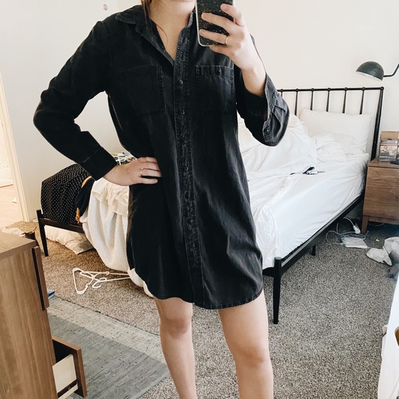 Madewell Black Denim Shirt Dress 